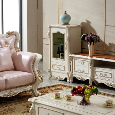 Vitrine Armoire de luxe style bois blanc verre nouvelle armoires Cabinet en verre