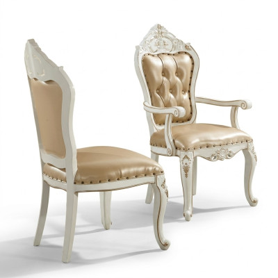 Chaise de salle à manger Chesterfield r classique Chaise de salon Beige Chaise à bras Simple Style baroque