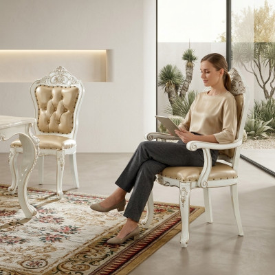 Chaise de salle à manger classique Fauteuil Fauteuil de style baroque Chaises de design