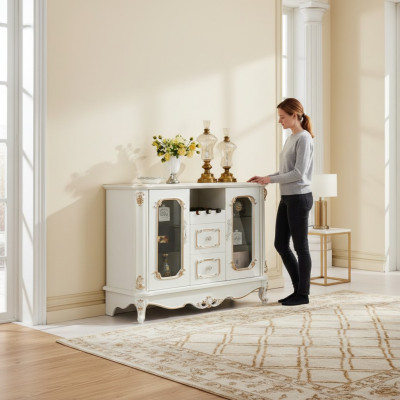 Meuble de rangement Sideboard Classique Vitrine Commode Armoire Buffet Baroque