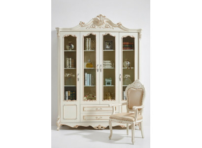 Étagère à livres Style Art Déco Armoire Vitrine de meubles blancs en bois.