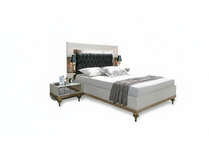 Lit de luxe avec éléments en verre Lit double Cadre de lit Mobilier 180x200