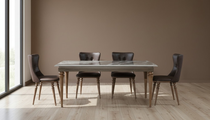 Ensemble complet Table à manger 4x Chaises Ensemble de salle à manger Table en bois 4 pièces Tables