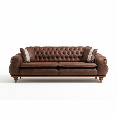 Canapé 3 places Chesterfield marron Revêtement Tissu Tissus d'ameublement