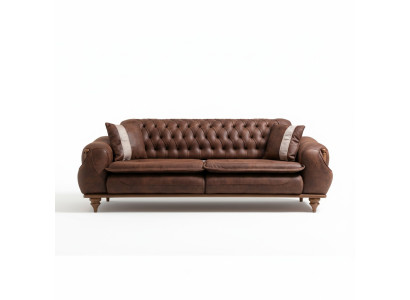 Canapé 3 places Chesterfield marron Revêtement Tissu Tissus d'ameublement