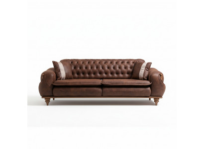 Canapé 3 places Chesterfield marron Revêtement Tissu Tissus d'ameublement