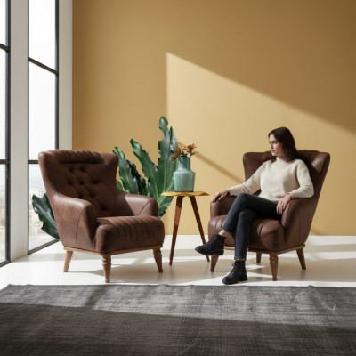 Conception de mobilier de luxe Fauteuil de design moderne Fauteuil de design brun Salon nouveau