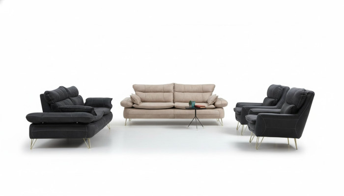 Ensemble de canapé 3+3+1+1 places Noir Fauteuil Canapé Ensemble de canapés 4 pièces
