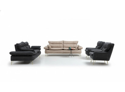 Ensemble de canapé 3+3+1+1 places Noir Fauteuil Canapé Ensemble de canapés 4 pièces