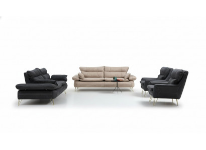 Ensemble de canapé 3+3+1+1 places Noir Fauteuil Canapé Ensemble de canapés 4 pièces