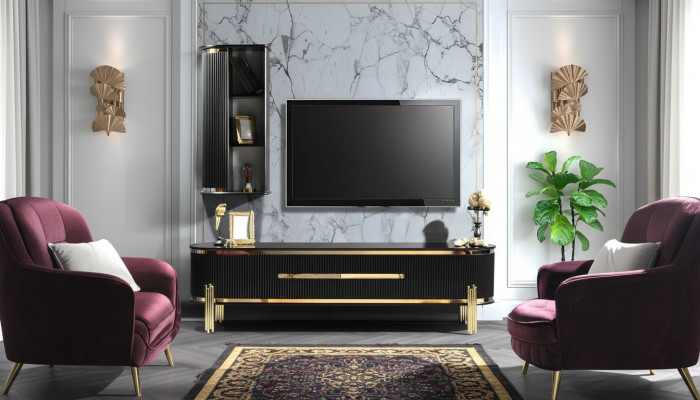 Armoire TV Buffet de Luxe Meuble Commode Armoire de Salon Armoires Étagère Bois