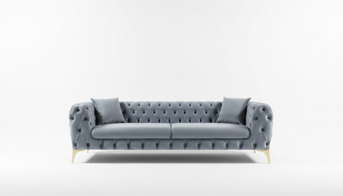 Canapé trois places Chesterfield de luxe Canapés trois places Gris Canapés Velours neufs