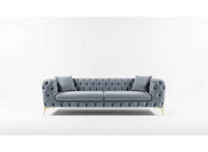 Canapé trois places Chesterfield de luxe Canapés trois places Gris Canapés Velours neufs