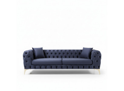Canapé trois places Chesterfield de luxe Canapé trois places Bleu Canapés Velours Canapé neuf