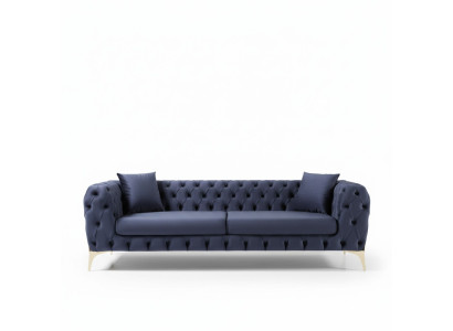 Canapé trois places Chesterfield de luxe Canapé trois places Bleu Canapés Velours Canapé neuf