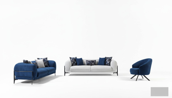 Ensemble de canapé de luxe 3+3+1 siège en cuir Canapé moderne Fauteuil Bleu Ensemble de canapés 3 pièces neuf