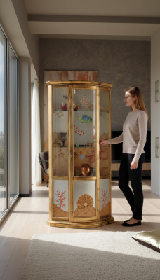 Vitrine classique en verre armoire en bois Armoire Vitrine meuble de luxe Buffet en or Italie