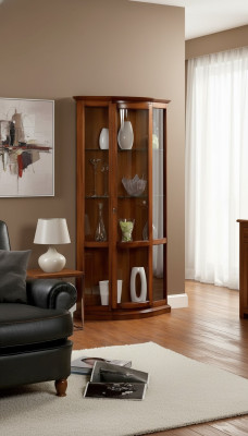 Vitrine classique marron Mobilier de style français Commode Buffet Cabinet en verre
