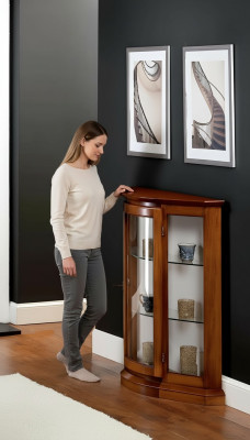 Vitrines Armoire en verre Marron Vitrine Salon Bois Buffet de luxe Mobilier neuf