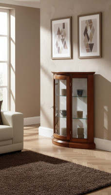 Vitrines Armoire en verre Marron Vitrine Salon Bois Buffet de luxe Mobilier neuf