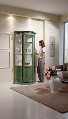 Vitrine à moitié en verre Vitrine en bois Salle de séjour de luxe Vert Bahut