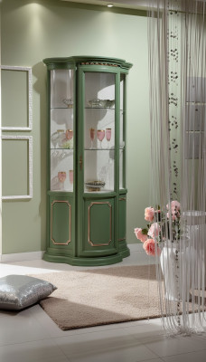 Vitrine à moitié en verre Vitrine en bois Salle de séjour de luxe Vert Bahut
