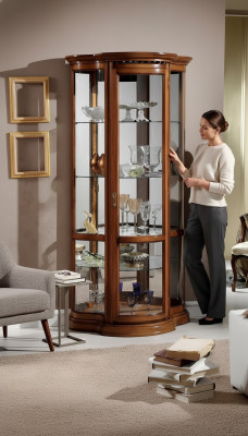 Vitrines Armoire en verre Armoire brune Vitrine Salon Bois Buffet de luxe en Italie