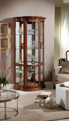 Vitrines Armoire en verre Armoire brune Vitrine Salon Bois Buffet de luxe en Italie