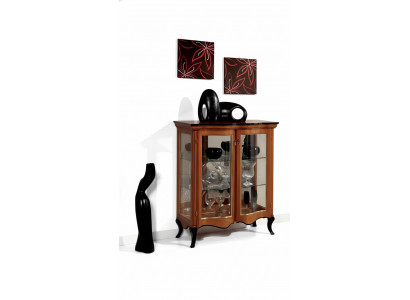 Vitrine classique Vitrine en verre Placard en bois Salon de luxe Marron Bahut