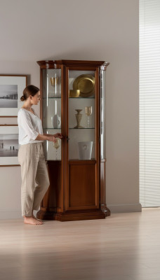 Vitrine en verre Armoire vitrée Marron Mobilier italien de luxe Vitrines Armoires Salon