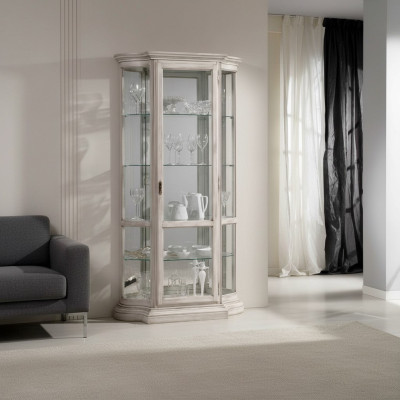 Vitrine Vitrine en verre Blanc Mobilier de luxe italien Vitrines Armoires Salon