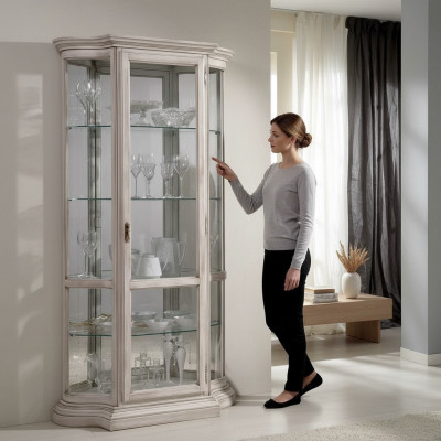 Vitrine de luxe en bois, design de buffet, armoires blanches, meubles italiens, armoire neuve