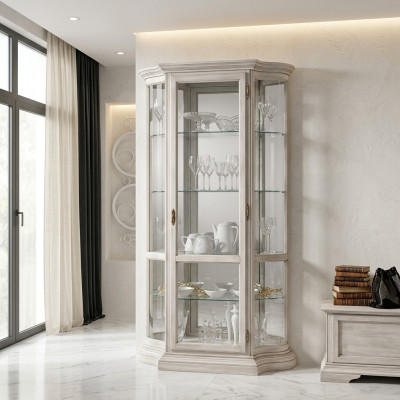 Vitrine de luxe en bois, design de buffet, armoires blanches, meubles italiens, armoire neuve