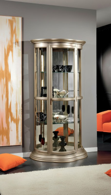 Vitrine classique Vitrine en verre Armoire en bois Salon de luxe Marron Buffet
