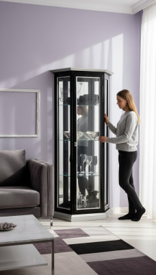 Vitrine Vitrine en verre Noir Mobilier italien de luxe Vitrine Armoires Salon