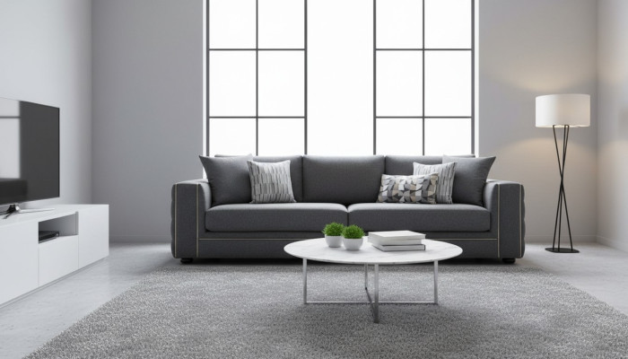 Canapé de salon de luxe 2 places Canapé gris Chesterfield neuf