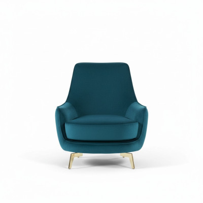 Fauteuil rond Design Salon Rembourrage Bois Rembourrage Moderne Luxe Bleu Nouveau