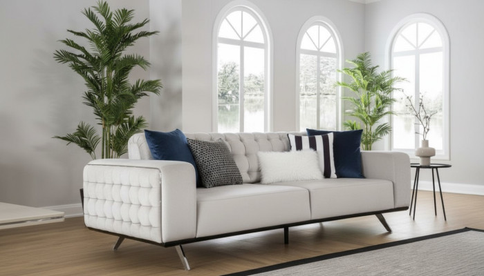 Canapé de salon de luxe 2 places Canapé blanc Chesterfield neuf