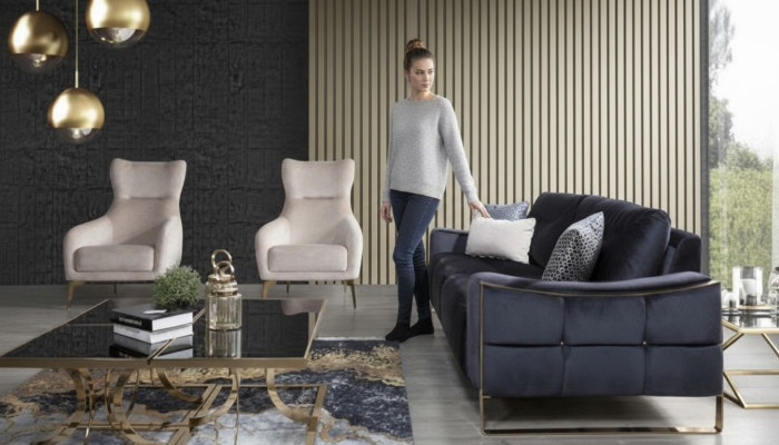 Fauteuil classique de luxe Rembourrage en textile Siège rembourré une place Moderne Blanc nouveau