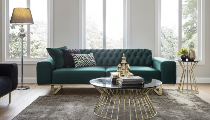 Salon de luxe Canapé 2 places Canapé vert Chesterfield Neuf