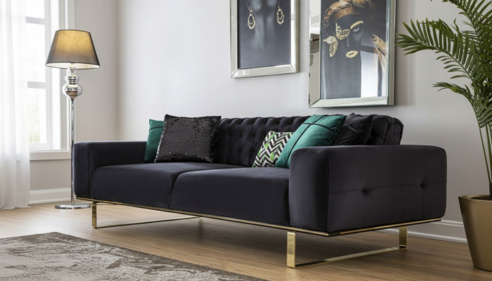 Canapé moderne 4 places Design Salon Tissu en bois Rembourrage moderne de luxe
