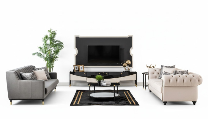 Ensemble de canapé Ensemble de canapé Rembourrage de canapé Meubles Table basse Chesterfield 3 pièces