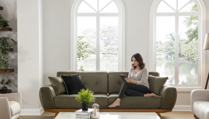 Canapé classique trois places de luxe en cuir brun Sofas 3 places de style mobilier