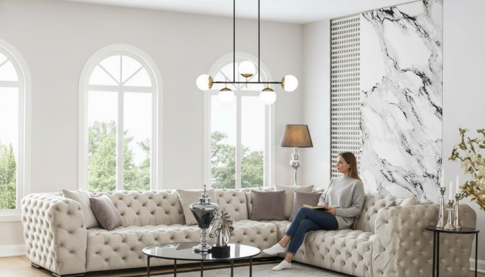 Canapé d'angle rembourré Chesterfield ensemble de canapé en tissu de luxe nouveaux canapés d'angle