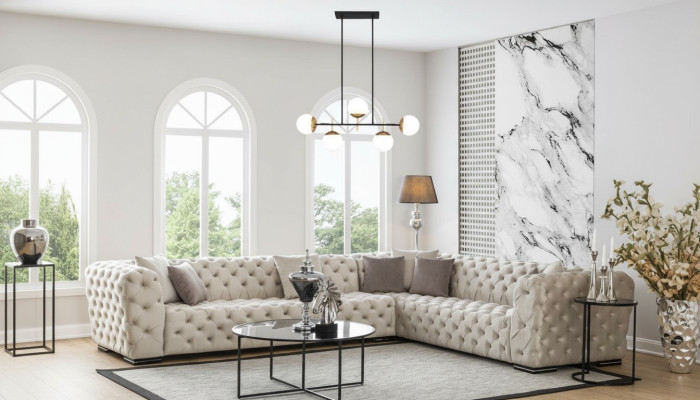 Canapé d'angle rembourré Chesterfield ensemble de canapé en tissu de luxe nouveaux canapés d'angle