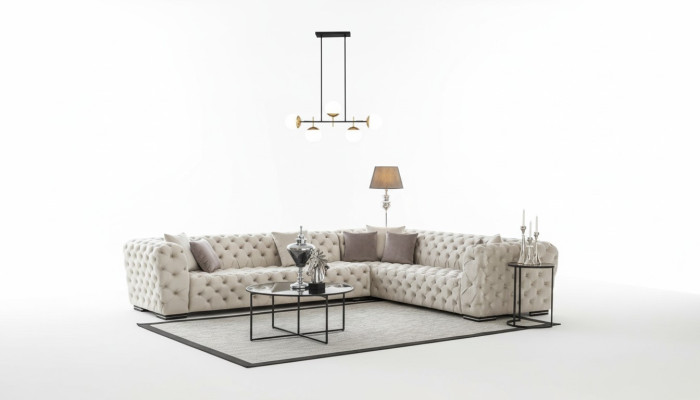 Canapé d'angle rembourré Chesterfield ensemble de canapé en tissu de luxe nouveaux canapés d'angle