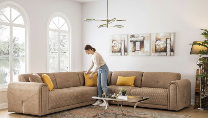 Textil Sofa Couch Ecksofa Eckcouch Polstermöbel Sofas Couches Möbel Stoff