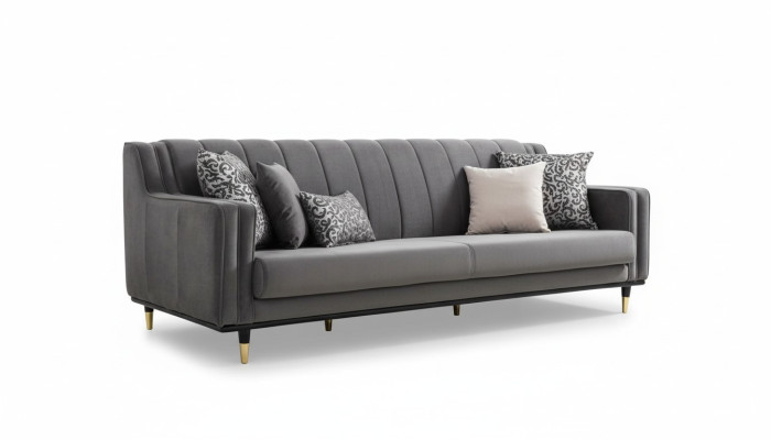 Canapé trois places gris classique, design de siège de canapé à trois places, meubles de luxe style