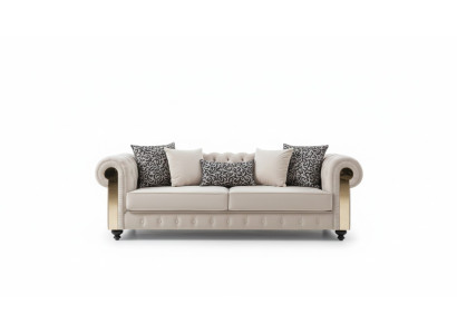 Canapé Chesterfield 3 places Design Salon Rembourrage Bois Cuir Moderne Luxe