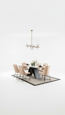 Ensemble de salle à manger Groupe de meubles Salle à manger Table à manger 6x Chaise Ensemble 7 pièces